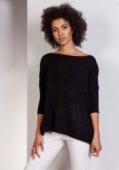 Czarny Oversizowy Sweter z Metaliczną Nitką. Czarne swetry Lanti, l, bez wzorów, z materiału, bez ramiączek. Za 224.90 zł.