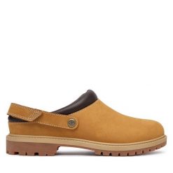 Klapki Timberland. Brązowe klapki Timberland, bez wzorów, bez obcasa, bez zapięcia. Za 749.99 zł.