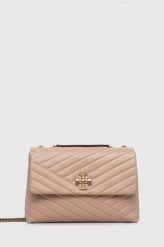 Tory Burch torebka skórzana kolor beżowy. Brązowe listonoszki Tory Burch, bez wzorów, na ramię, bez dodatków. Za 3,289.90 zł.