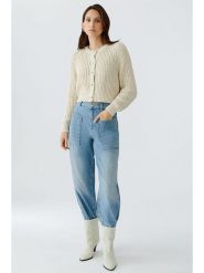 Oui Kardigan w kolorze kremowym rozmiar: 36. Brązowe swetry Oui, bez wzorów, ze splotem, bez ramiączek. Za 295.99 zł.