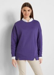 Bluza oversize z mieszanki bawełny. Fioletowe bluzy bonprix, bez wzorów, z bawełny, bez ramiączek, bez kaptura. Za 84.99 zł.