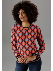 Aniston Bluzka w kolorze pomarańczowo-błękitnym rozmiar: 34. Niebieskie bluzki Aniston, bez wzorów, bez kołnierzyka, bez ramiączek. Za 82.99 zł.