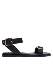 BOSS Sandały Charlize 50563332 Czarny. Czarne sandały Boss, bez wzorów, ze skóry, bez obcasa, na płaskiej podeszwie, bez zapięcia. Za 899.99 zł.