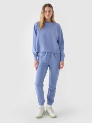 4F Spodnie dresowe joggery damskie - niebieskie XS. Niebieskie spodnie dresowe 4f, bez wzorów, z bawełny, sportowe. W wyprzedaży za 59.99 zł.