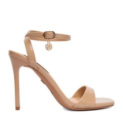 Sandały Nine West. Brązowe sandały Nine West, bez wzorów, bez obcasa, na szpilce, bez zapięcia. Za 249.99 zł.