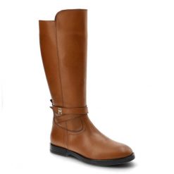 Brązowe Kozaki Damskie Tommy Hilfiger Eleganckie Skórzane Buty. Brązowe kozaki Tommy Hilfiger, bez wzorów, ze skóry, eleganckie, bez obcasa, na obcasie, bez zapięcia. Za 620.99 zł.