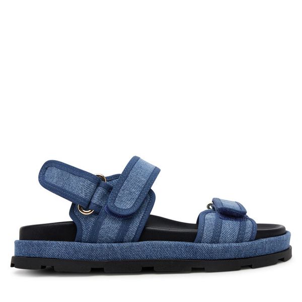 Sandały Pollini. Niebieskie sandały Pollini, bez wzorów, bez obcasa, na płaskiej podeszwie, bez zapięcia. Za 1,375.99 zł.