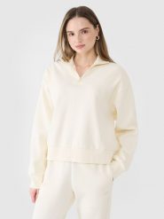 4F Bluza dresowa nierozpinana bez kaptura damska - biała S. Białe bluzy 4f, s, bez wzorów, z bawełny, bez kaptura. W wyprzedaży za 129.99 zł.