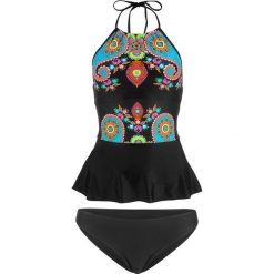 Tankini (2 części) bonprix czarny z nadrukiem. Bikini marki bonprix. Za 89.99 zł.