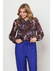 &Co Woman Bluzka "Andrea" w kolorze brązowo-fioletowym rozmiar: S. Brązowe bluzki &Co Woman, s, bez wzorów, z wiskozy, bez kołnierzyka, bez ramiączek. Za 226.77 zł.
