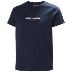 Koszulka damska Helly Hansen Core 2.0. Niebieskie t-shirty sportowe Helly Hansen, bez wzorów, z bawełny, bez ramiączek. Za 172.50 zł.