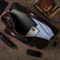 Torba podróżna skórzana weekendowa ekskluzywna brązowa skóra naturalna Beltimore X56. Brązowe torby podróżne bez wzorów, ze skóry. Za 599.99 zł.