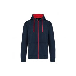 Bluza z kapturem z kontrastowym zamkiem błyskawicznym Kariban. Czerwone bluzy z kapturem KARIBAN, s, bez wzorów, z bawełny, z kapturem. Za 180.50 zł.