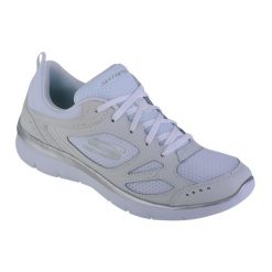 Buty sportowe Sneakersy damskie, Skechers Summits Suited. Białe buty sportowe lifestyle Skechers, bez wzorów, z materiału, bez zapięcia, trekkingowe. Za 258.00 zł.