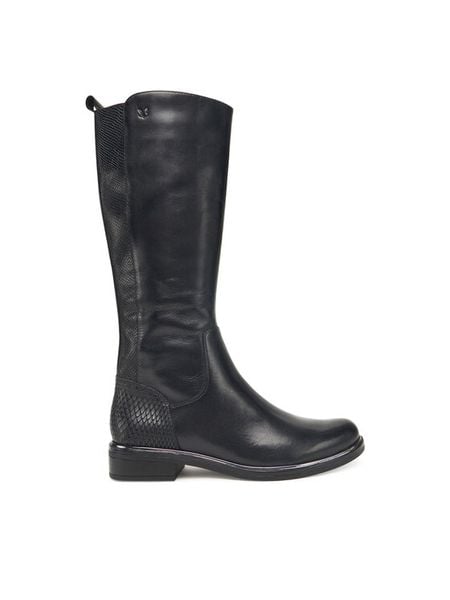 Caprice Oficerki 9-25525-45 Czarny. Czarne kozaki Caprice, bez wzorów, ze skóry, bez obcasa, na płaskiej podeszwie, bez zapięcia. Za 739.99 zł.