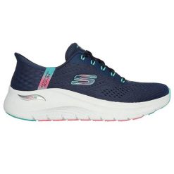 Damskie buty do biegania Skechers Arch Fit 2.0. Niebieskie buty do biegania Skechers, bez wzorów, z materiału, bez zapięcia, do biegania. Za 443.50 zł.