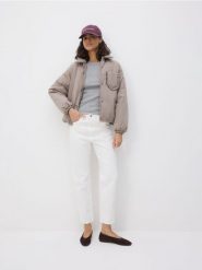 Kurtka z kołnierzem - brązowy. Brązowe kurtki Reserved, l, bez wzorów, z tkaniny, bez kaptura. Za 229.99 zł.