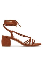 DeeZee Sandały 5661-1 Brązowy. Brązowe sandały DeeZee, bez wzorów, z materiału, bez obcasa, na słupku, bez zapięcia. Za 129.99 zł.