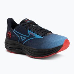 Buty do biegania Mizuno Wave Rider 29 amsterdam black/all aboard/high risk red. Czarne buty do biegania Mizuno, bez wzorów, z materiału, bez zapięcia, do biegania, mizuno wave. Za 639.20 zł.