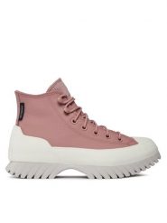 Converse Botki Chuck Taylor A04635C Różowy. Czerwone botki Converse, bez wzorów, ze skóry, bez obcasa, na płaskiej podeszwie, bez zapięcia. Za 299.99 zł.