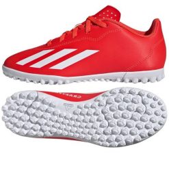 Buty piłkarskie adidas X Crazyfast Club Tf IF0708 czerwone. Czerwone buty treningowe bez wzorów, z gumy, bez zapięcia, do piłki nożnej. Za 294.02 zł.
