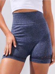 Szorty sportowe z ozdobnymi przeszyciami kształtującymi sylwetkę - granatowy. Niebieskie szorty sportowe Sinsay, bez wzorów. Za 15.99 zł.