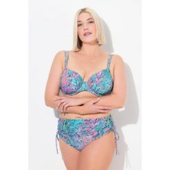 Damskie Bikini wężowa skóra miseczki z fiszbinami regulowane podwójne ramiączko. Niebieskie bikini Ulla Popken, bez wzorów, z elastanu, sportowe. Za 244.99 zł.