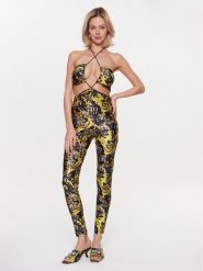 Versace Jeans Couture Kombinezon 74HAN000 Czarny Slim Fit. Czarne sukienki Versace Jeans Couture, bez wzorów, z jeansu, bez kołnierzyka, bez ramiączek. Za 779.99 zł.