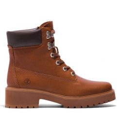 Trzewiki Timberland. Brązowe botki Timberland, bez wzorów, bez obcasa, na płaskiej podeszwie, bez zapięcia. Za 519.99 zł.