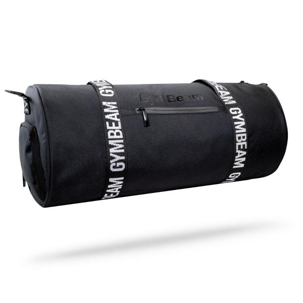 Torba sportowa GymBeam Barrel Black. Czarne torby sportowe GYMBEAM, bez wzorów, z materiału, na ramię, duże. Za 98.90 zł.