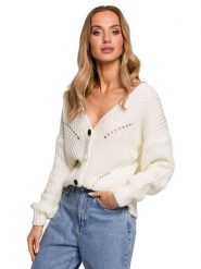 Made of emotion Kardigan w kolorze kremowym rozmiar: L/XL. Brązowe swetry Made Of Emotion, l, bez wzorów, ze splotem, bez ramiączek. Za 61.17 zł.