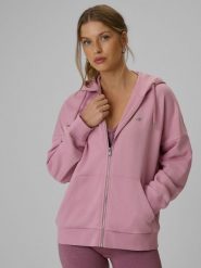 4F Bluza dresowa loose z kapturem damska - różowa XL. Czerwone bluzy 4f, xl, bez wzorów, z dresówki, z kapturem. Za 159.99 zł.