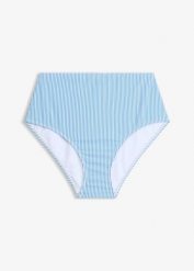 Figi bikini z wysoką talią. Niebieskie bikini bonprix, bez wzorów. Za 67.99 zł.