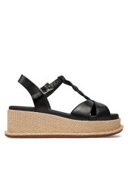 Clarks Sandały Kimmei Twist 26176391 Czarny. Czarne sandały Clarks, bez wzorów, ze skóry, bez obcasa, na koturnie, bez zapięcia. Za 269.99 zł.