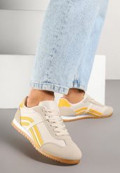 Beżowo-Pomarańczowe Sneakersy Typu Klasyczne Tenisówki Zdobione Przeszyciami Zardiva. Brązowe trampki Renee, z aplikacjami, z jeansu, eleganckie, bez zapięcia. W wyprzedaży za 59.49 zł.