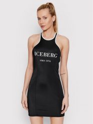 Iceberg Sukienka letnia ICE2WCU03 Czarny Slim Fit. Czarne sukienki Iceberg, xs, bez wzorów, z syntetyku, bez kołnierzyka, bez ramiączek. Za 249.99 zł.