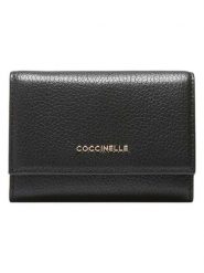 COCCINELLE Skórzany portfel w kolorze czarnym - 12 x 9 x 3 cm rozmiar: onesize. Czarne portfele Coccinelle, bez wzorów, z materiału. Za 379.44 zł.