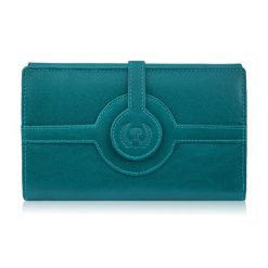 Portfel damski skórzany zielony duży skóra licowa ochrona RFID Paolo Peruzzi T-134-GR. Zielone portfele bez wzorów, z materiału. Za 119.99 zł.