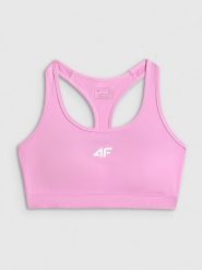 4F Biustonosz treningowy z niskim wsparciem damski - różowy M. Czerwone biustonosze sportowe 4f, bez wzorów, z gumy, na fitness i siłownię. Za 119.99 zł.