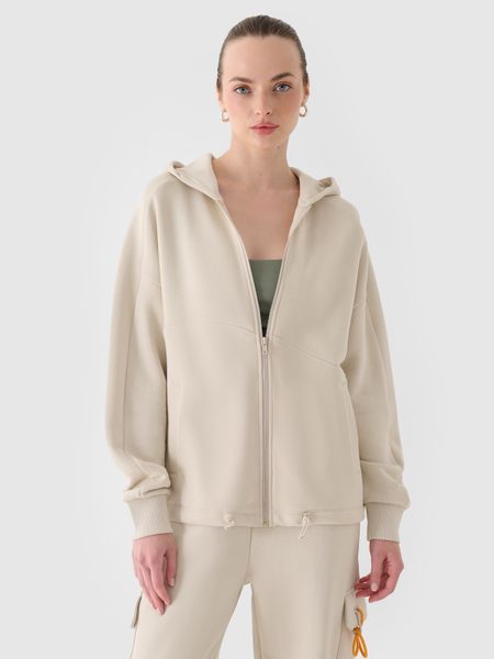 4F Bluza dresowa rozpinana z kapturem damska - beżowa L. Brązowe bluzy z kapturem 4f, l, bez wzorów, z bawełny, z kapturem. Za 179.99 zł.