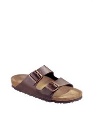 Birkenstock Klapki "Arizona" w kolorze brązowym rozmiar: 47. Brązowe klapki Birkenstock, bez wzorów, klasyczne, z otwartym noskiem, bez obcasa, bez zapięcia. Za 259.95 zł.