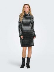 ONLY Sukienka dzianinowa w kolorze czarno-szarym rozmiar: XS. Czarne sukienki ONLY, xs, bez wzorów, z dzianiny, bez kołnierzyka, bez ramiączek, midi. Za 62.03 zł.