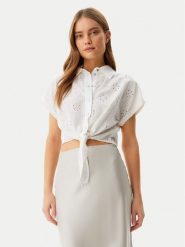 Guess Koszula W5GH34WG822 Biały Regular Fit. Białe koszule Guess, l, z aplikacjami, z syntetyku, bez kołnierzyka, bez ramiączek. Za 239.99 zł.