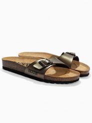 BACKSUN Skórzane klapki "Paris" w kolorze jasnobrązowym rozmiar: 40. Brązowe klapki Backsun, bez wzorów, z materiału, klasyczne, z otwartym noskiem, bez obcasa, bez zapięcia. Za 117.99 zł.