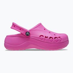 Klapki Crocs Baya Platform Clog. Czerwone klapki Crocs, bez wzorów, sportowe, bez obcasa, bez zapięcia. Za 219.99 zł.