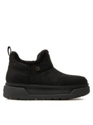 Guess Botki Unie FLFUNN ESU10 Czarny. Czarne botki Guess, z aplikacjami, z materiału, bez obcasa, na płaskiej podeszwie, bez zapięcia. Za 329.99 zł.