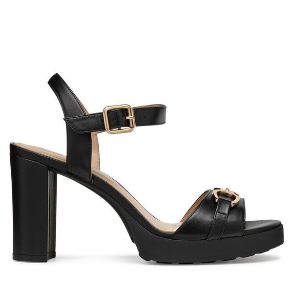 Sandały Geox. Czarne sandały Geox, bez wzorów, bez obcasa, na słupku, bez zapięcia. Za 439.99 zł.