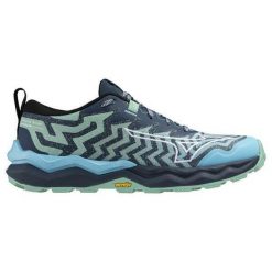Buty do biegania damskie Mizuno Wave Daichi 8. Niebieskie buty do biegania Mizuno, bez wzorów, bez zapięcia, do biegania, mizuno wave. Za 659.99 zł.