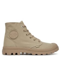 Trapery Palladium. Zielone traperki Palladium, bez wzorów, bez obcasa, bez zapięcia. Za 249.99 zł.
