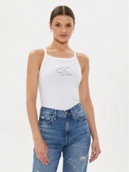 Calvin Klein Jeans Top J20J223623 Biały Slim Fit. Białe topy Calvin Klein Jeans, xs, bez wzorów, z bawełny, bez kołnierzyka, bez ramiączek. Za 89.99 zł.